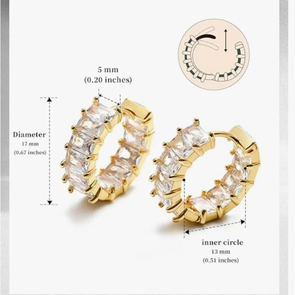 18K Gold Plated Stud White Earrings